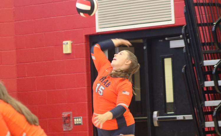 Habersham Central’s Abbey Donaldson serves during Tuesday’s win over the  Stephens County Indians. MARCUS ETIENNE/CNI News Service