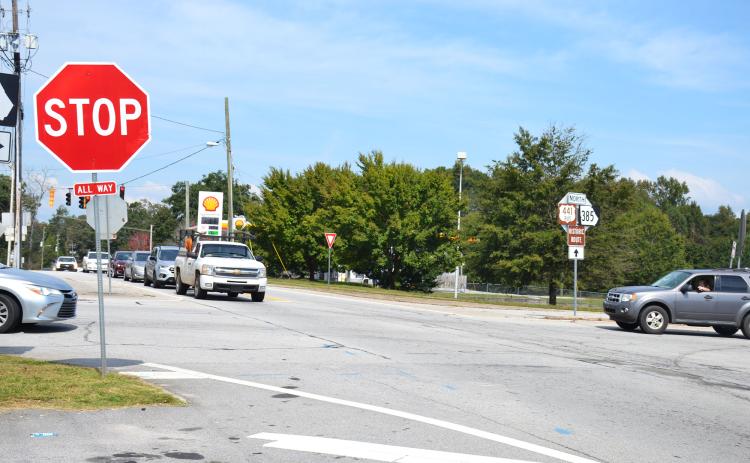 The Department of Transportation wants to replace Clarkesville’s four-way stop with a roundabout, but that plan has a low approval rate so far. BRIAN WELLMEIER/Staff