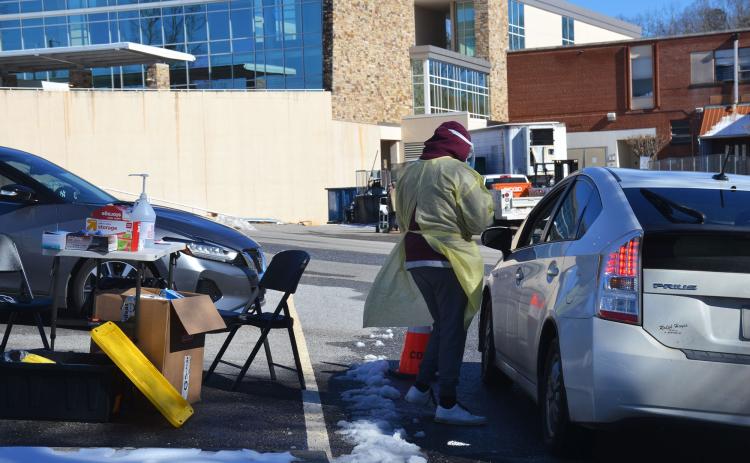 Snow and ice could not stop the COVID-19 testing site in the Habersham Medical Center  parking lot. BRIAN WELLMEIER/Staff