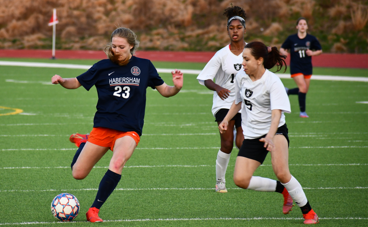 Habersham Central’s Sarah Clark has seven goals since Friday and is scoring at a historic clip. MATTHEW OSBORNE/Staff
