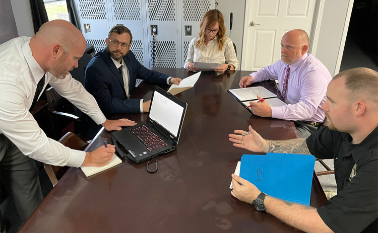 Members of Habersham County Sheriff’s Office Internet Crimes Against Children task force include (clockwise from left) PIO Kevin Angell, Investigator Cale Garrison, Lt. Heidi Lass, Sgt. Wesley Welborn and Investigator Eric Newcomb. HABERSHAM COUNTY SHERIFF’S OFFICE/Submitted