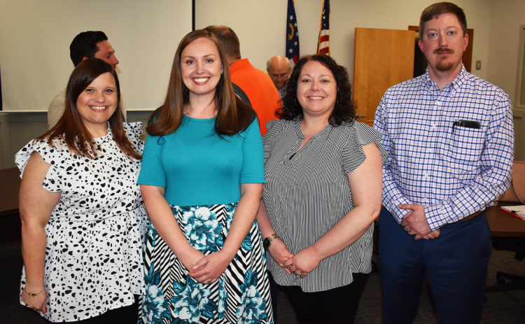 Four Habersham County Schools will have new assistant principals for the 2022-2023 school year as the board approved of the personnel recommendations during their monthly board meeting. From left are Sandy Todd, Jennifer Adams, Stacy Chambers, and Bradley Johnson. AMARIS E. RODRIGUEZ/Staff