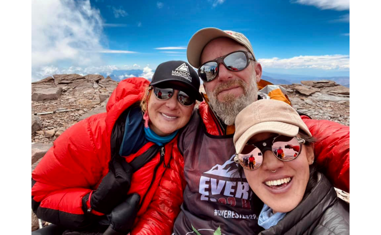 Josh Garrison and two fellow mountaineers pose for a photo on Aconcagua. JOSH GARRISON/Submitted