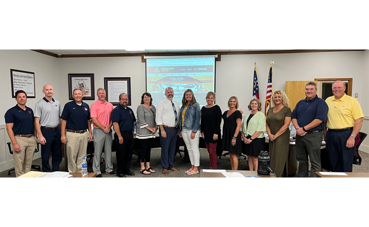 From left: Ninth Grade Academy’s Dave Leenman, NHMS Adam Bagwell, HCHS Jonathan Stribling, WMS Chris Chitwood, Success Academy’s Ernie Garrett, SHMS Daphne Penick, Woodville Elementary’s BJ Addison, Level Grove Elementary’s Aimee Shedd, Demorest Elementary’s Lana Jones, Fairview Elementary’s Michelle Wilbanks, Clarkesville Elementary’s Georgia Pitts, Cornelia Elementary’s Mary Beth Thomas, Hazel Grove Elementary’s Tim Goss and Baldwin Elementary’s Rodney Long.