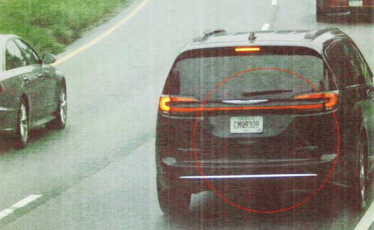 This photo from the Tallulah Falls school zone camera shows Deborrah Collier’s rental car on Sept. 10. HABERSHAM COUNTY SHERIFF