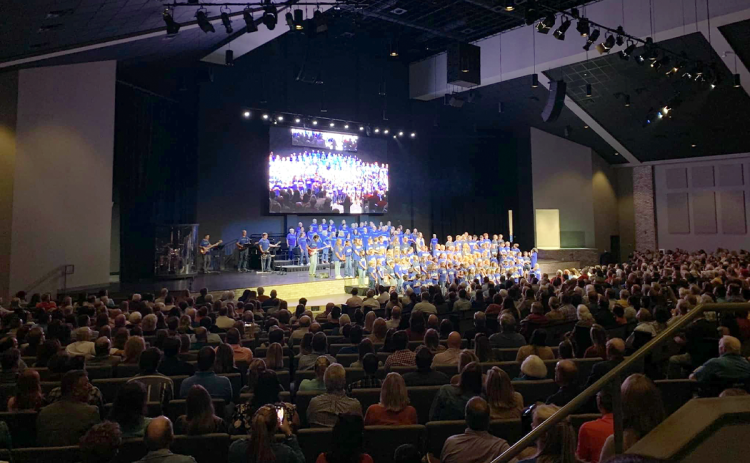 The Level Grove Baptist Church Children’s Choir sings during the first service in the church’s new sanctuary on Oct. 2. SUBMITTED