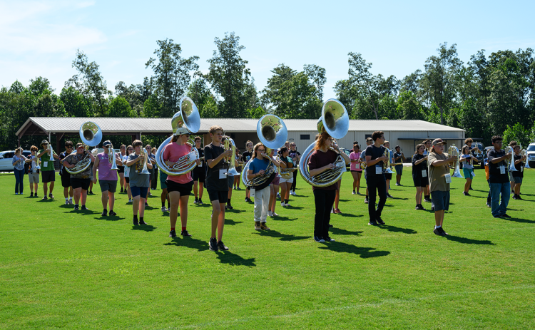 The Habersham Central Band of Blue practices their march during the bye week for their halftime show in the Stephens County matchup. ZACH TAYLOR/Special