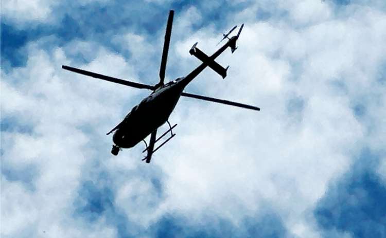 Helicopters, K9s and officers searched the Clarkesville area for a suspect on Friday. HABERSHAM COUNTY/ Submitted