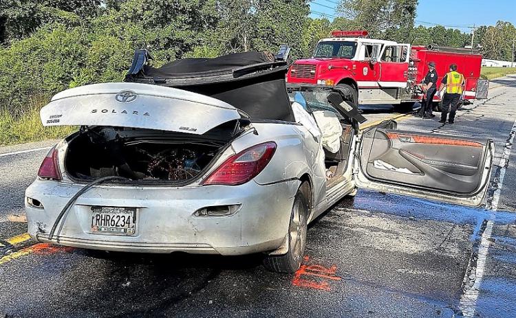 Habersham County Emergency Services personnel work at the scene of Friday morning’s fatal wreck on Georgia Highway 17. HABERSHAM COUNTY/Submitted