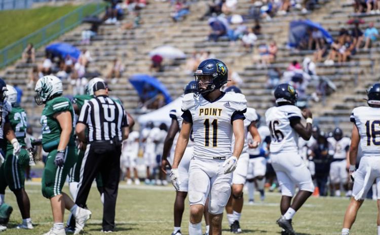 Caleb Wade on the field at Point University. Photo courtesy of Point University