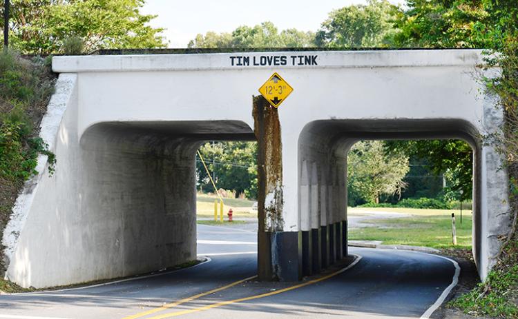 Cornelia’s most famous underpass is the site of a historical project to play up the legend of the long lost mysterious couple and where locals’ imagination has taken them over the years. JULIANNE AKERS/Staff