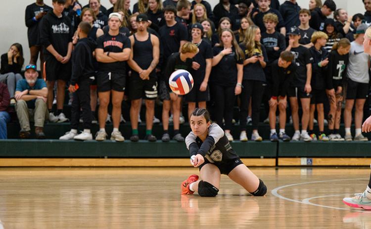 Tallulah Falls’ Iva Ristic gets the dig on a well-placed kill during the Lady Indians’ first-round playoff match. ZACH TAYLOR/Special