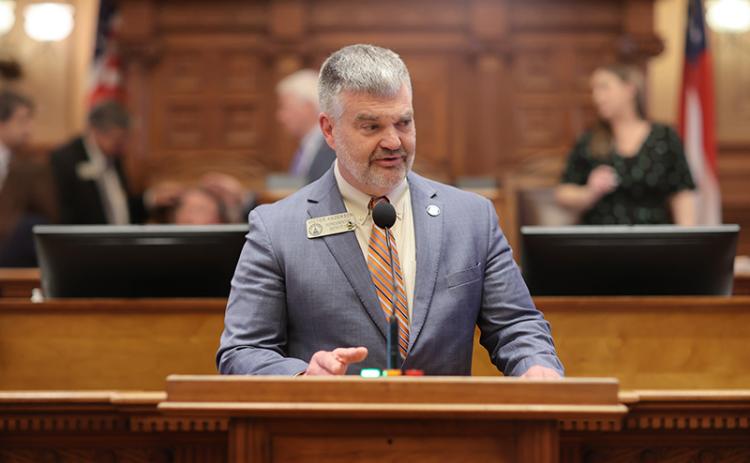 Rep. Victor Anderson talks from the dais at the House of Representatives chamber in Atlanta. SUBMITTED