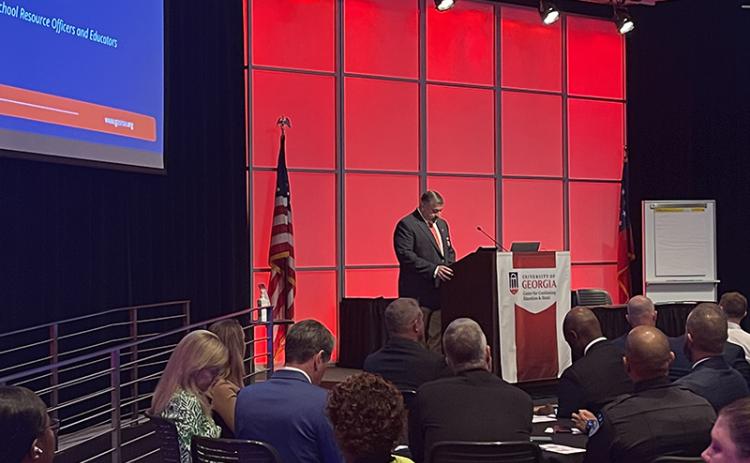 Habersham County Schools Safety Director Murray Kogod speaks at the GASROE  convention at the University of Georgia. SUBMITTED