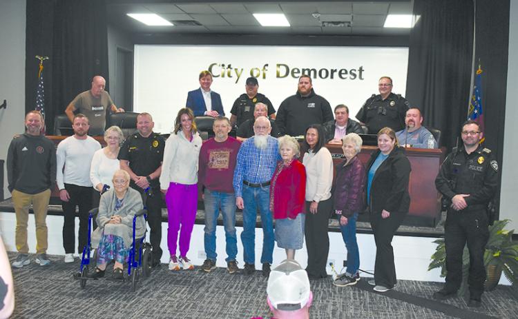 Casey Chastain had plenty of well wishers when his promotion to chief was announced. Family members include wife Whitney Chastain, Jack and Pat Chastain, Ricky Chastain, Kim Foster, Rose Chastain, Pam Chastain and Pat Galloway and Kristina Colbert. Demorest officers in attendance included Ty Moss, Bryan Collins, Justin Hicks and James Minutello. Councilmembers Jimmy Davis, Donnie Bennett, Andrew Ferguson and Shawn Allen, City Manager Mark Musselwhite and Mayor Jerry Harkness, congratulated Chastain as well.