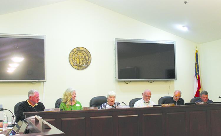 Clarkesville’s City Council debates a short-term rental ordinance at Monday’s meeting. BRIAN WELLMEIER/Special
