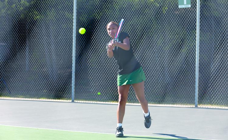 Tallulah Falls’ Ariel Kelsick was not challenged in her No. 1 singles match for the region title, winning 6-0, 6-3 to help the Lady Indians go back to back. TFS  ATHLETICS/Submitted