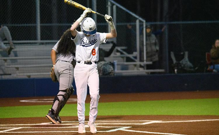 Hudson Gailey raises his bat in frustration after striking out to end the ball game against Apalachee on Wednesday night. ZACH TAYLOR/Special