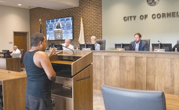 Luis Perez presents his thoughts on the new ordinance requiring mechanic shop owners to remove cars from their premises after 14 days to prevent public safety hazards.