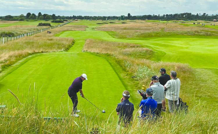 Jason Perry lines up his drive with a pristine view at Carnoustie Golf Club in a practice round. SUBMITTED