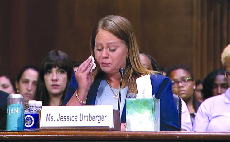 Jessica Umberger talked Wednesday to the U.S. Senate about mistreatment after giving birth to a baby in prison. YOUTUBE