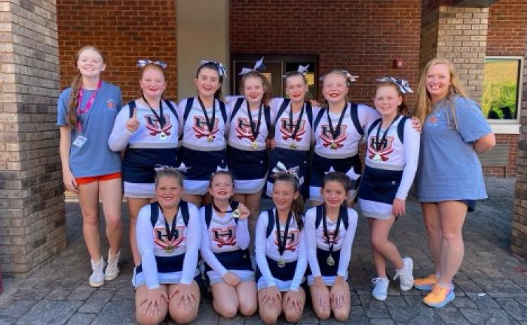 Habersham’s 11U cheer squad: Back Row (left to right): Coach Elloree Chambers, Skyler, Breylyn, Reese, Albany, Makenna, Hollen, Coach Christie McDowell Front Row (left to right): Adelyn, Jonie, Mollie, Gionna (Not pictured- Coach Neile Chambers)