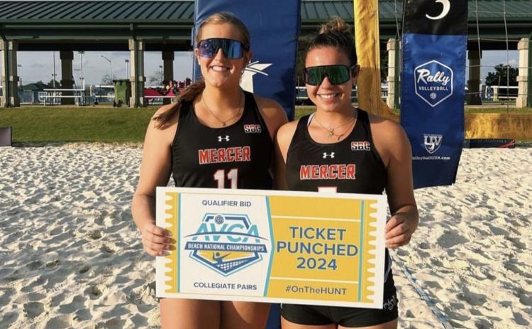 Katy Corbett (left) and partner Liv Diaz punched their ticket to the AVCA National Pairs Championship this month. SUBMITTED