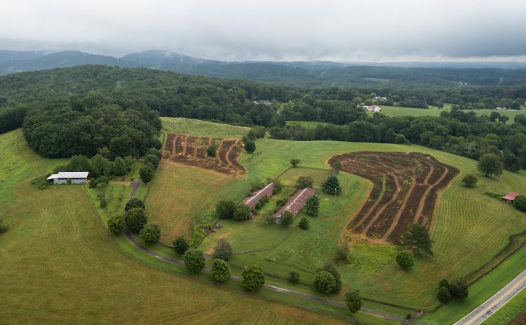 An aerial view of a farm off of New Liberty Road in Clarkesville. ZACH TAYLOR/Staff