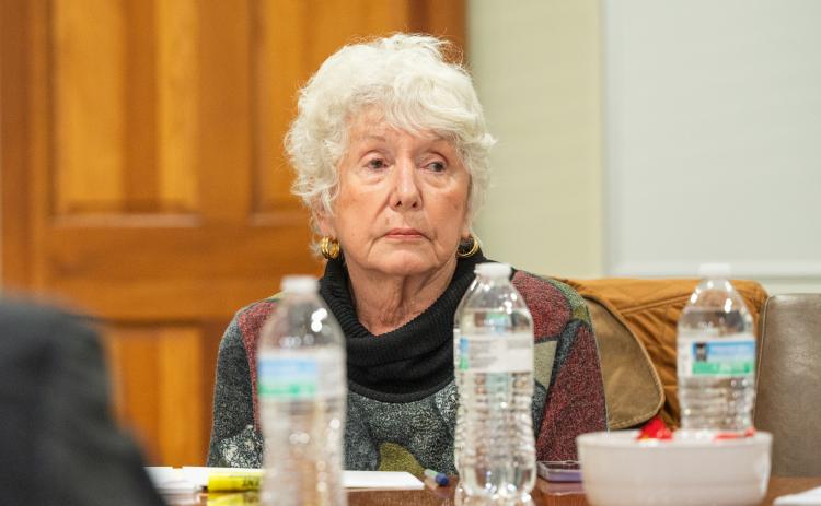 Clarkesville Mayor Barrie Aycock listens in on the HB581 discussion. ZACH TAYLOR/Staff