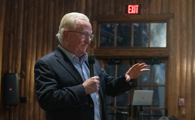 Phil Sutton of Sutton Consulting LLC was the lead presenter for information concerning House Bill 581 on Wednesday night. HANNAH CAUDELL/Staff