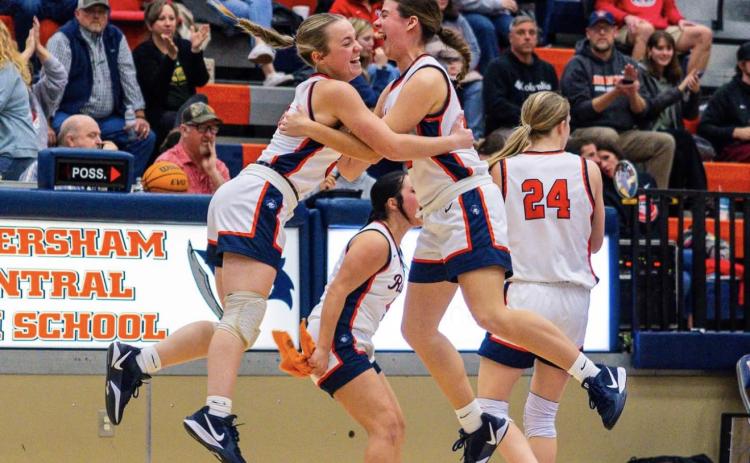 The Lady Raiders - including Jaden Bailes (left) and Katie Roberts - have had plenty to celebrate over the past couple weeks. The team has rattled off five consecutive wins and six of their last seven. MEG LABARBERA/HCHS