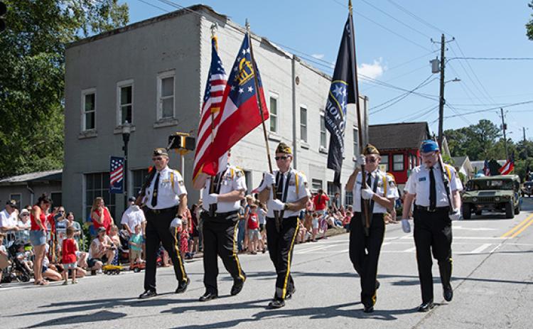 The Grant-Reeves Honor Guard proudly presented the colors in last year’s Independence Day celebration in Demorest.
