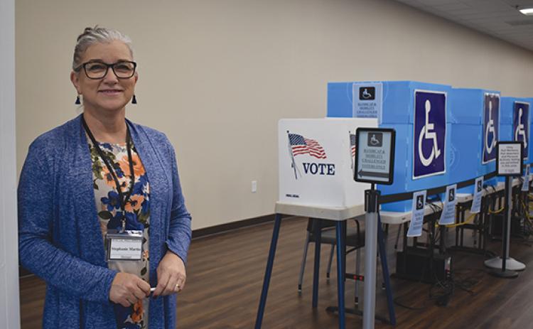 Poll Manager Stephanie Martin is ready to assist voters at the Habersham County Elections and Voter Registration Office. (Samantha Sinclair/Staff)