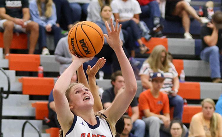 Habersham Central sophomore Tessa Murdock (24) goes for a layup during a basketball game between Athens Christian and Habersham Central on Saturday, Nov. 15. (Landen Todd/Staff)