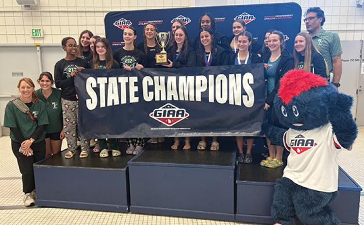 SUBMITTED The Lady Indians girls swim team won its second state title in a row. (Submitted)