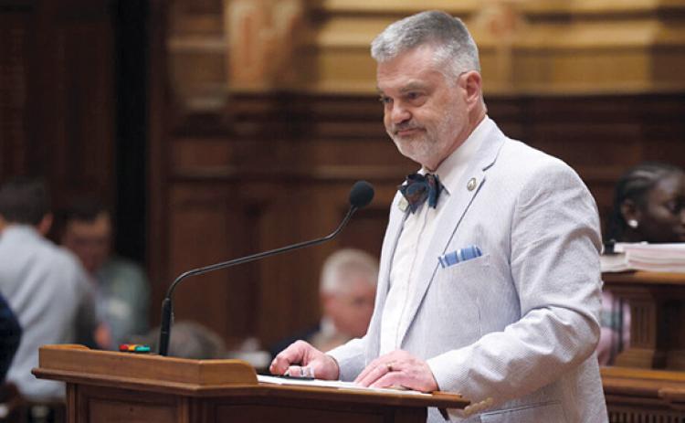 State Rep. Victor Anderson speaks about Senate Bill 214 on the House floor during the final day of the 2026 Legislative Session, on Thursday, April 2, at the Georgia Capitol in Atlanta. (Ashtin Barker/Capitol Beat)