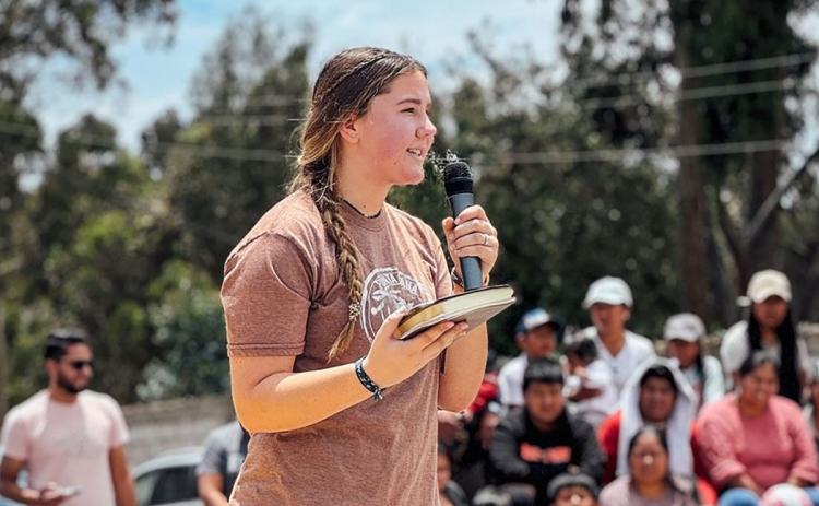 During a mission trip to Ecuador, senior Gracen Thomas helps share the Gospel. Thomas hopes to become a medical missionary after she completes her post-secondary education. (Submitted)