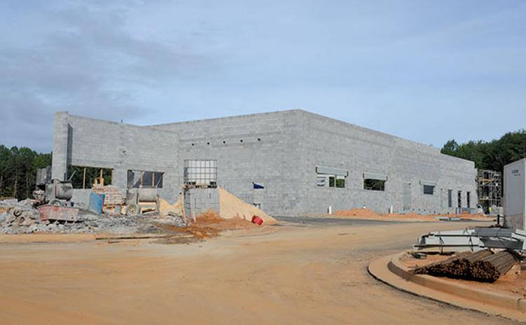 Walls are going up at the new Habersham County Animal Care and Control facility under construction on Old Athens Highway next to South Habersham Middle School. (Samantha Sinclair/Staff)