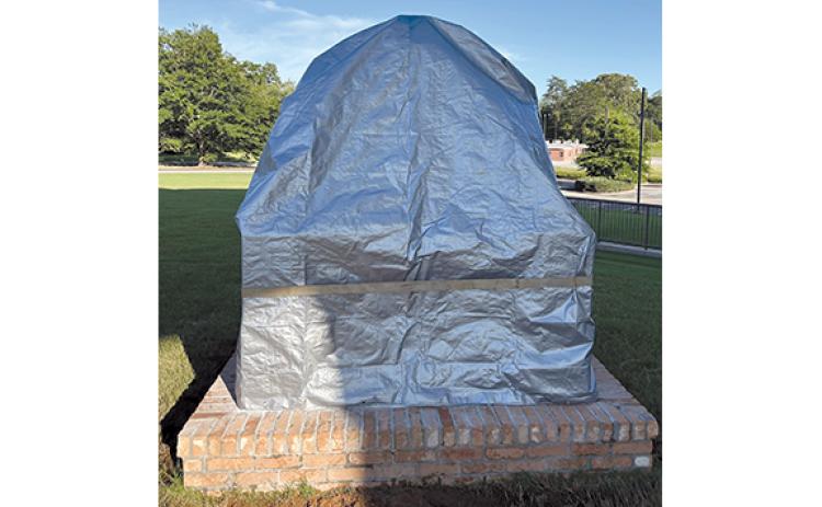 The old courthouse bell waits to be unveiled at the Habersham County Courthouse. It was restored by Ammons Grave Restoration. (Submitted)