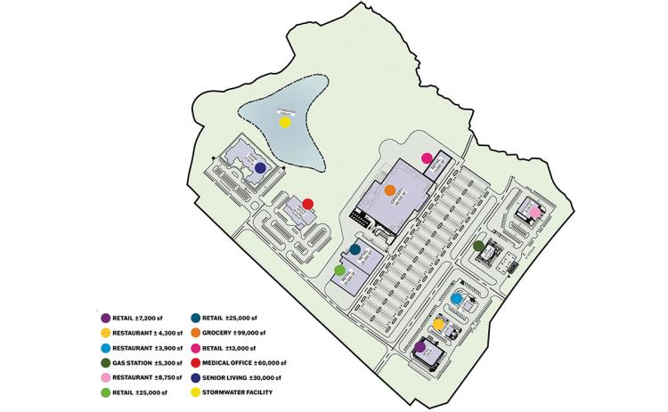 Plans for the site include grocery, restaurant, retail, medical and assisted living facility options. (Kristen Adkinson/Staff)