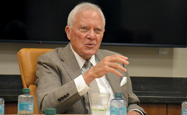 Former Gov. Nathan Deal talks about the history behind the Nathan Deal Scholarships. (Samantha Sinclair/Staff)