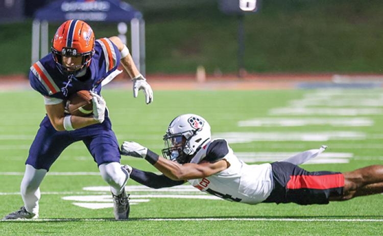 Habersham Central senior wide receiver Drake Roland (19) in action during a football game between Jackson County and Habersham Central at Raider Stadium on Friday, Sept. 25. (Landen Todd/Staff)