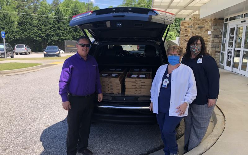 Healthcare workers at Habersham Medical Center appreciated the pizzas on Wednesday.