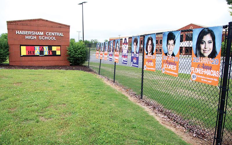 Banners have been placed around the entire campus to celebrate each of the 442 Habersham Central High School seniors.