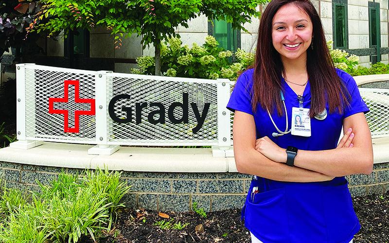 Brendalin Garduño Leónides, DACA recipient, offers her services working on the front line as a nursing student at Grady Memorial Hospital.