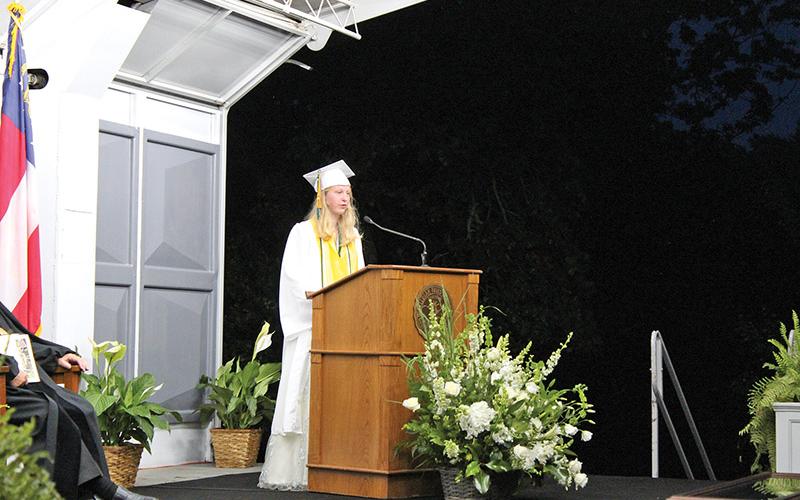 Valedictorian Sophia Alexander spoke at the Tallulah Falls graduation Friday night.