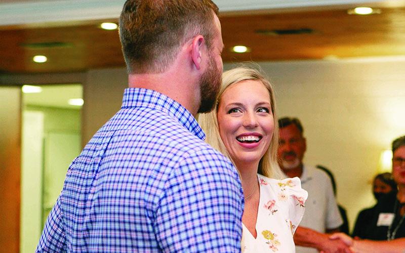Ashley Hatchett has been there for her husband Bo (foreground) through this campaign despite giving birth during it and running a solo law firm from home.