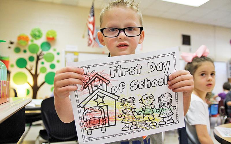 Colton Ledbetter of Clarkesville Elementary was excited about the start of the last school year, and many youngsters are anxious to get back to school this year and see their friends again.