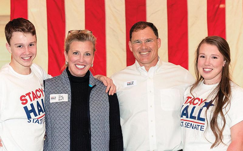 District 50 candidate Stacy Hall has a strong support system in son Lincoln, wife Ivy and daughter Brinson.