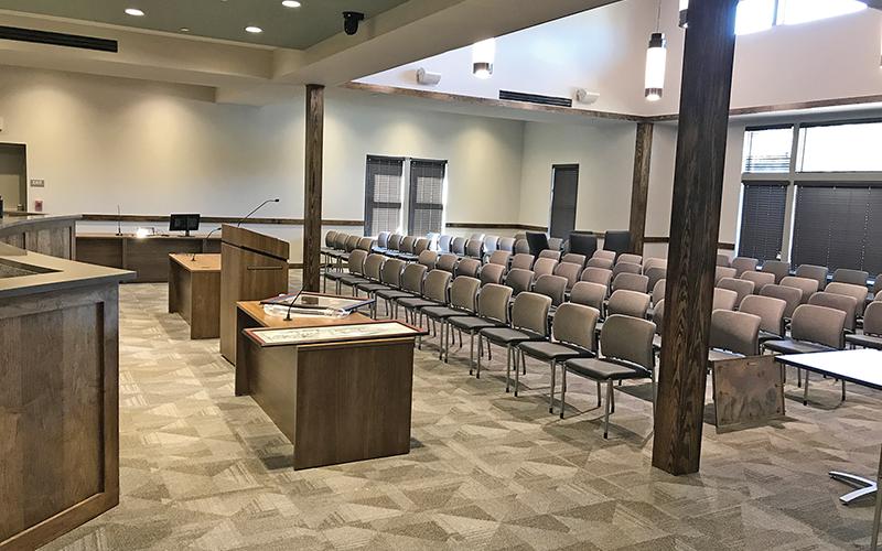 The new Cornelia courtroom has plenty of space for attendees of future commission meetings and legal hearings.